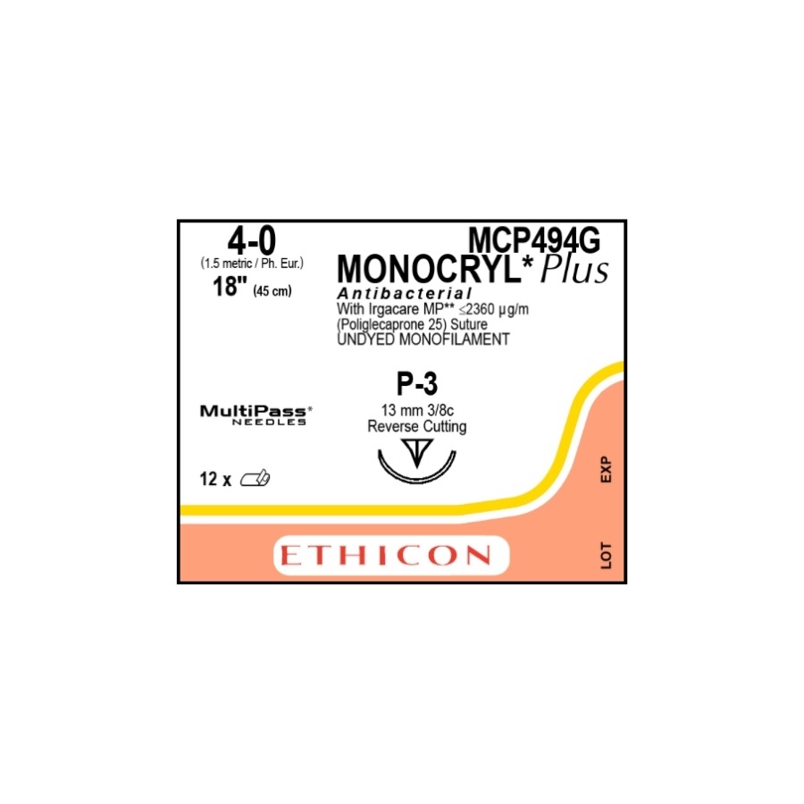 MONOCRYL PLUS MONOF SINT ABS 4-0 (PS3) 45 CM