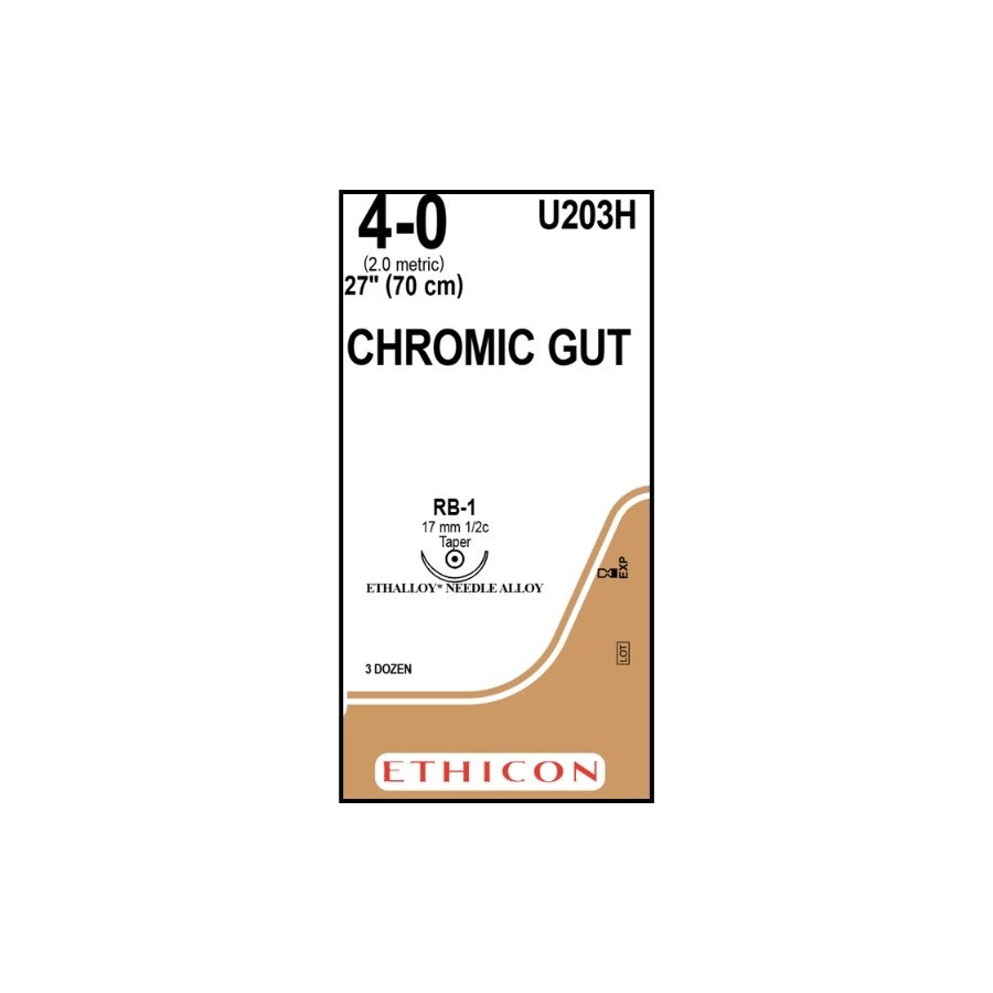 CATGUT CROMICO 4-0 (RB1) 70 CM UROLOGIA